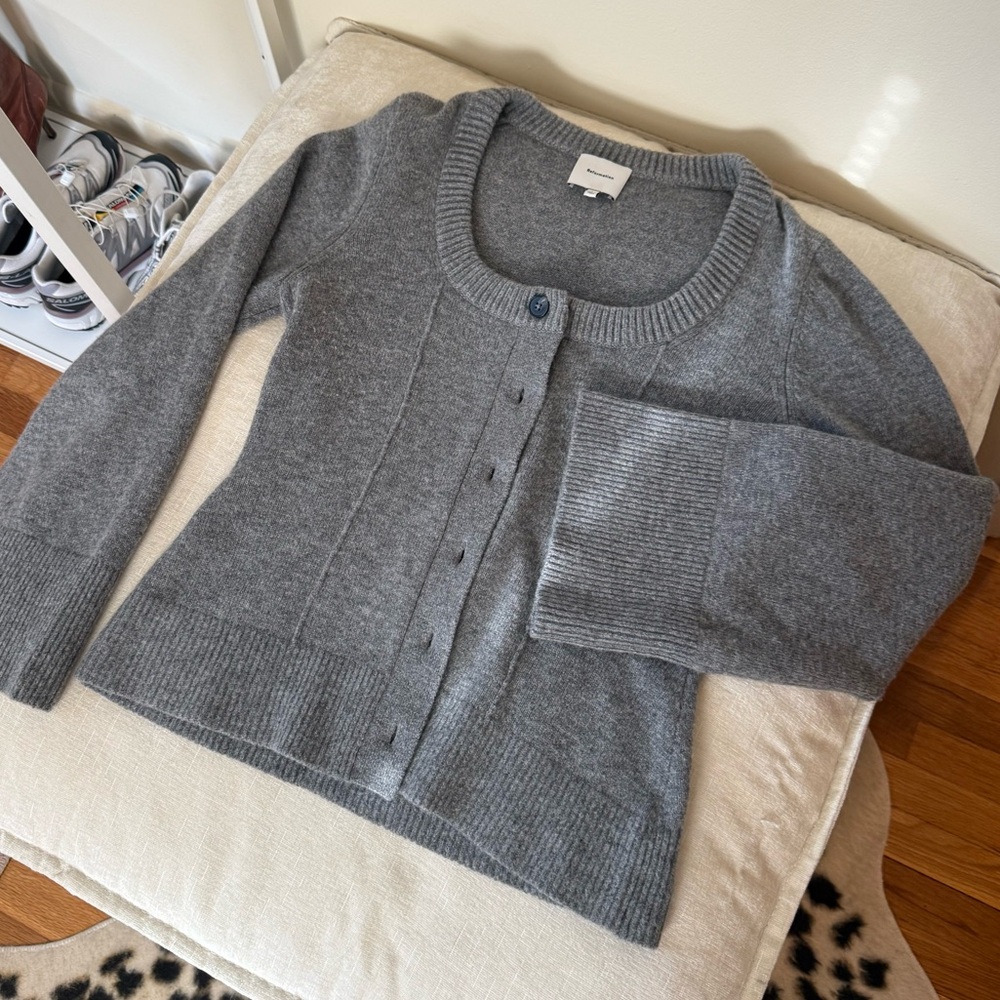 Reformation Karina Wool Scoop Neck Cardigan Sweater